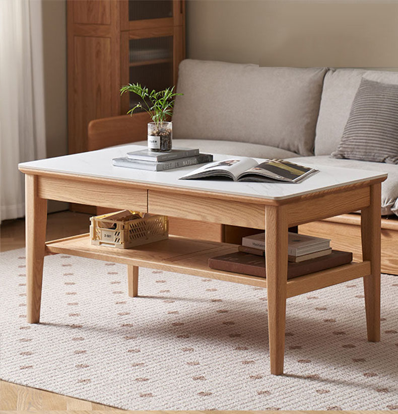 全实木红橡木岩板茶几带抽屉客厅茶几茶桌高茶几茶桌岩板桌面茶几,住宅家具,茶几,淘宝优惠券,粉丝福利购,淘宝优惠卷