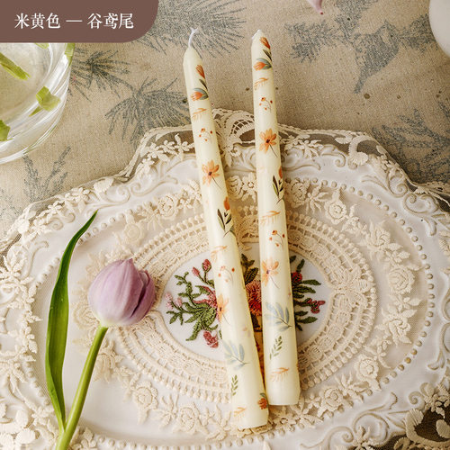 法式25cm印花长杆蜡烛