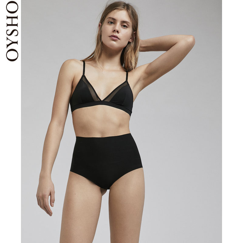 Oysho ºÚÉ«Çá±¡ÍøÉ´×°ÊÎÈ«ÕÖ±ÎÞ²åÆ¬ÎÞ¸ÖȦÈý½ÇÎÄÐØ 30153256800