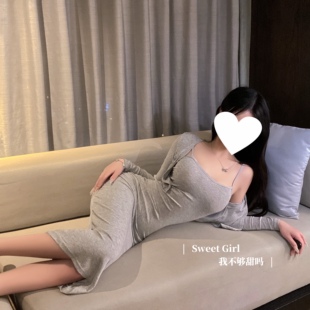 「SG」温柔人妻低胸挂脖短裙露背收腰显瘦修身包臀反差连衣裙睡衣