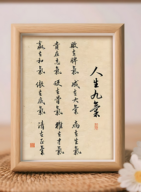 人生九气修身养性国学书法新中式相框客厅卧室桌面摆件家居装饰画