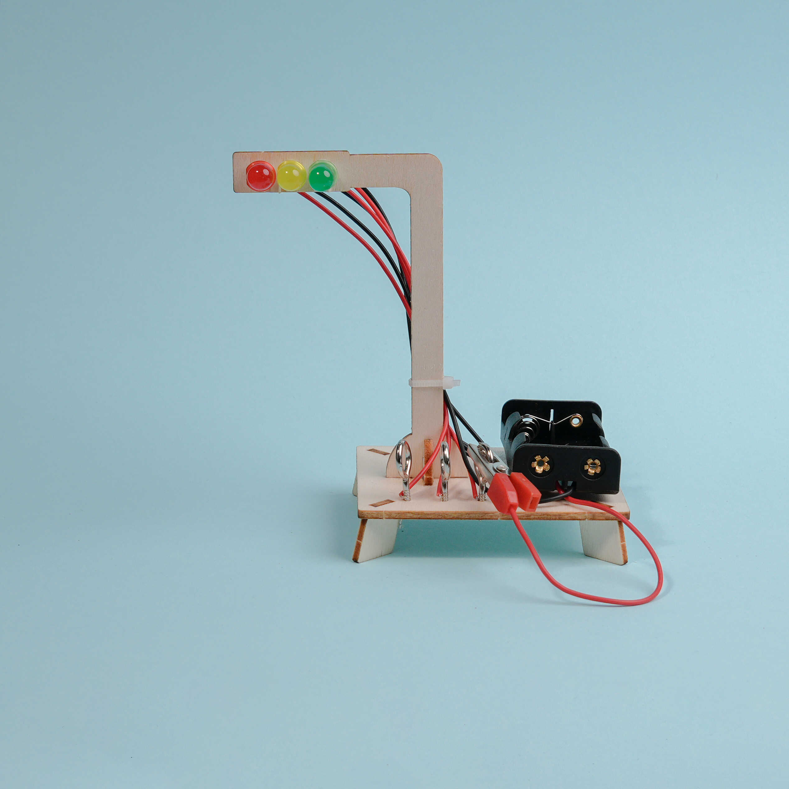 红绿灯科技小制作 木质diy幼儿园学生手工玩具材料科学实验玩具