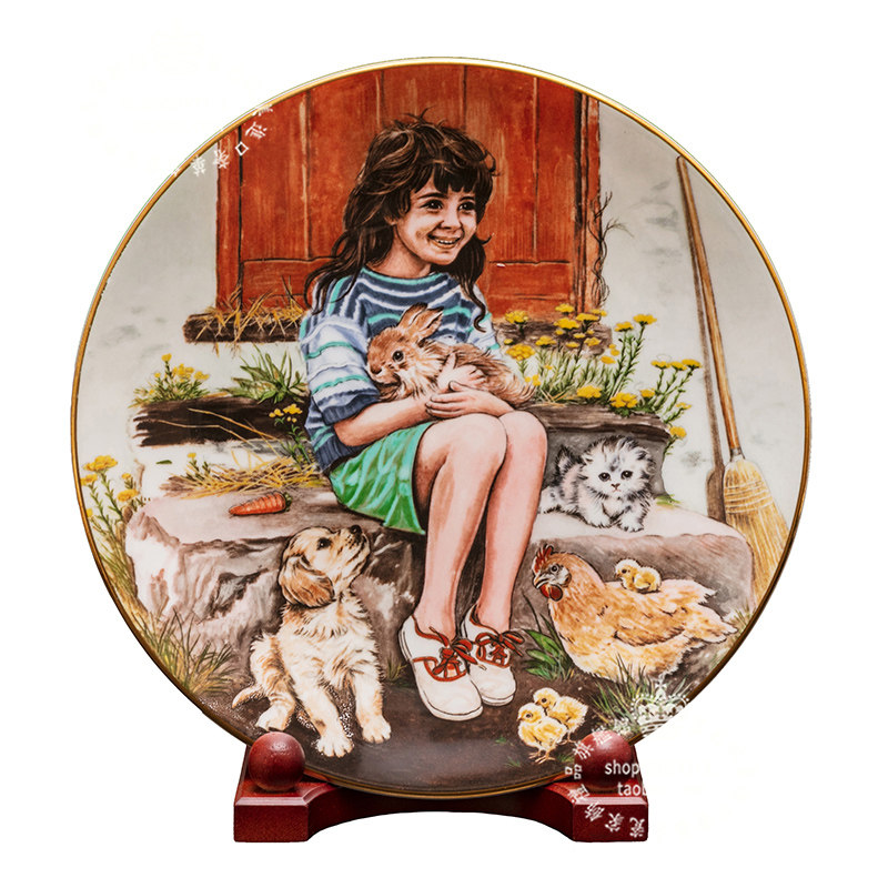 영국산 ROYAL WORCESTER 1988 BEAUTIFUL FARM MY GOOD FRIENDS 유럽식 세라믹 접시 걸이 접시