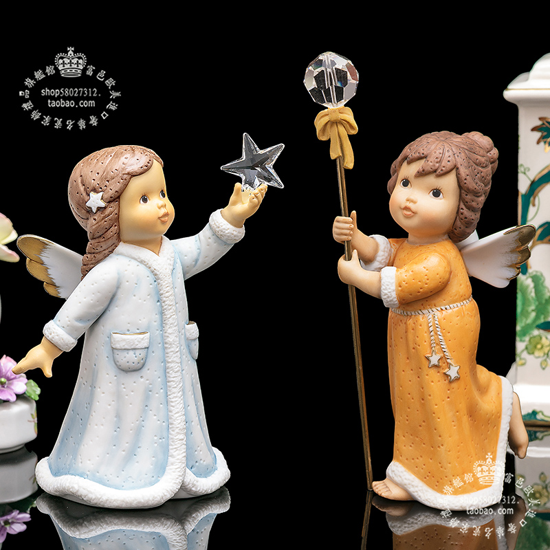 德国Goebel高宝镶宝石祝福天使手工陶瓷水晶星星陶瓷生日礼品