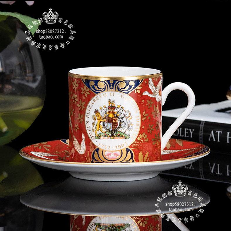 英国制royal worcester奢华臻享女王2002年骨瓷咖啡杯下午茶杯组