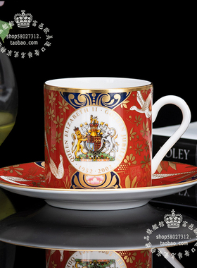 英国制Royal Worcester奢华臻享女王2002年骨瓷咖啡杯下午茶杯组