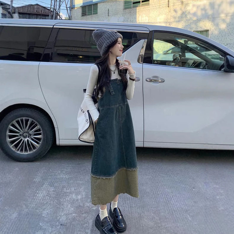 无袖牛仔背带裙女春秋新款小众设连衣裙