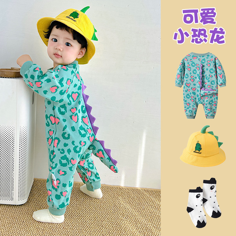 婴儿连体衣春季衣服男女宝宝超萌可爱长袖小怪兽外出连身哈衣爬服