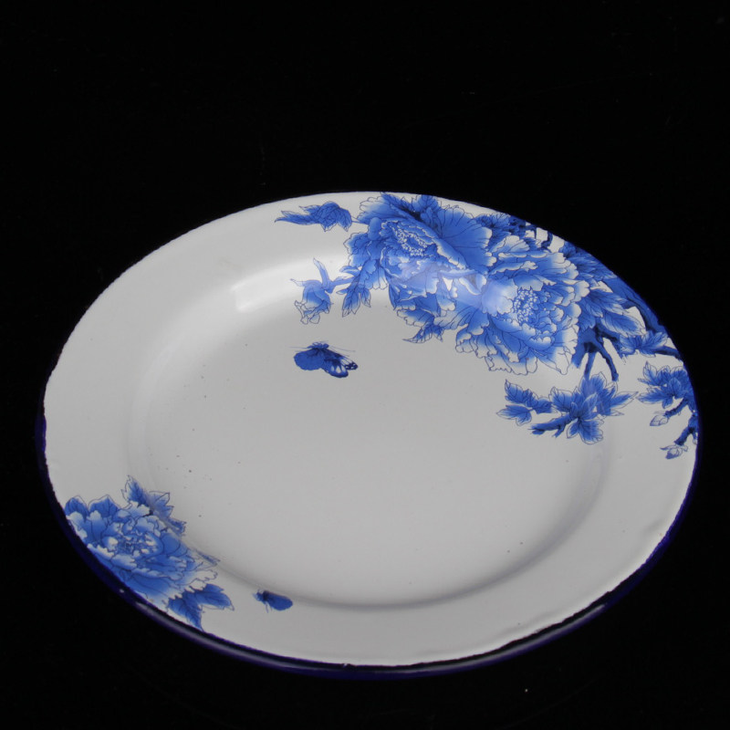 青花瓷盘家用搪瓷珐琅圆盘创意菜碟盘子水果连理盘家用中式菜饭盘,餐饮具,盘,淘宝优惠券,粉丝福利购,淘宝优惠卷