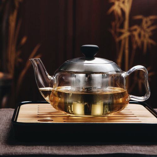 雅风加厚耐高温透明玻璃泡茶壶耐热大茶具不锈钢过滤花茶凉水壶