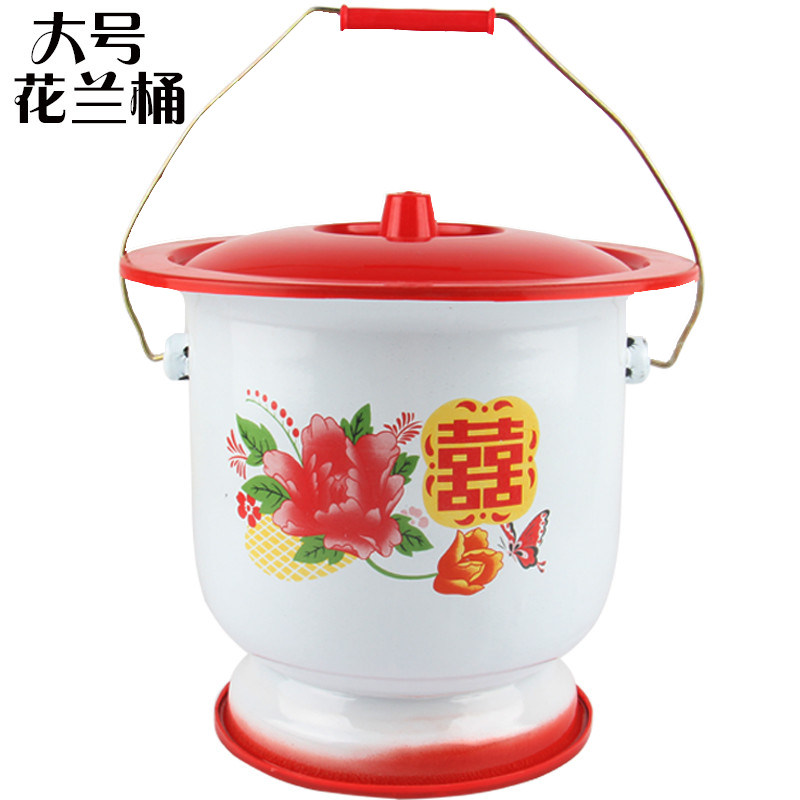 包邮特大号防滑加厚搪瓷高脚痰盂带提手老人痰盂罐儿童孕妇座便器图片