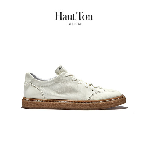 HautTon皓顿头层牛皮小白鞋男