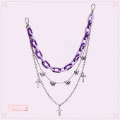 Lolita裙链jk朋克哥特蝴蝶十字架腰链腰带配裙子酷辣妹紫色挂链女