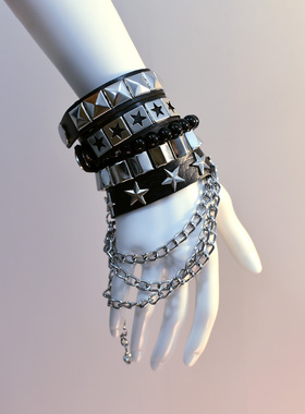 原宿Lolita赛博朋克亚比铆钉手链链条手环亚文化手脖护腕cos配饰