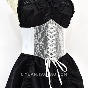 原宿Lolita洛丽塔白色蕾丝透明腰封束腰lo娘花嫁配饰宽腰带cos