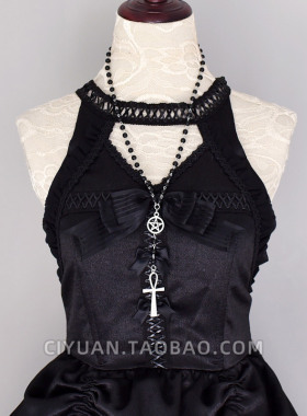 哥特十字架黑亚比项链choker星芒