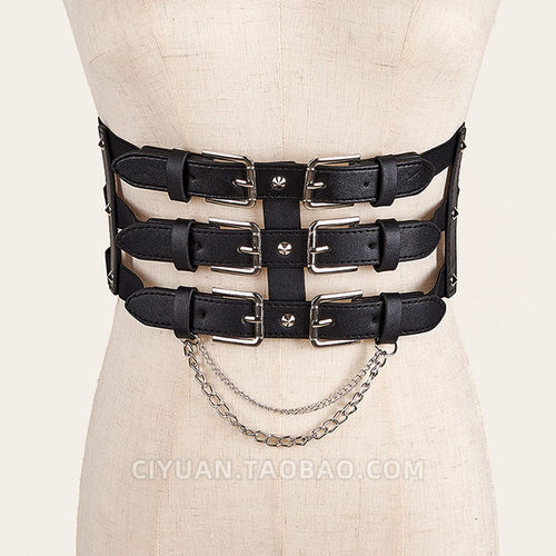 朋克哥特机能腰封女显瘦束腰