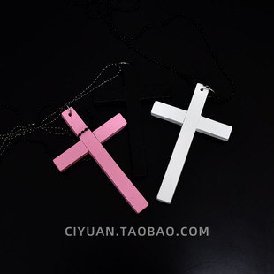 y2k原宿洛丽塔Lolita木质白十字架挂脖加长项链修女配饰亚文化cos