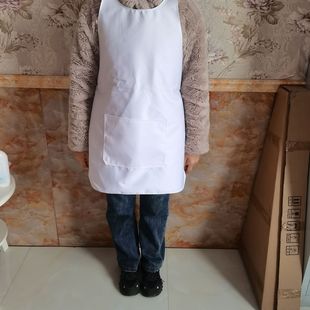 劳保白围裙印字 确良布料围裙帽子套袖 单兜纺织厂围裙厚款 两口袋