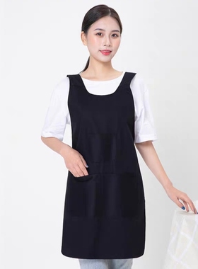 纺织厂黑色围裙耐脏挡车工车间围裙女不沾花纯色无袖防污免费印字