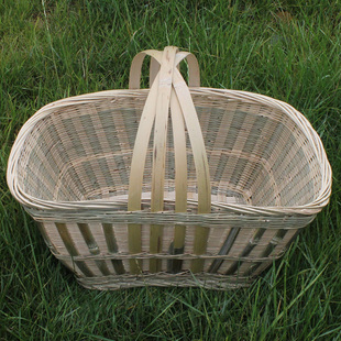 竹篮子鸡蛋篮 水果收纳竹筐竹编 手提菜篮 野餐篮子竹编织 竹器
