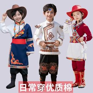 儿童蒙古族舞蹈服装男孩男童藏族衣服少数民族服饰六一演出表演服