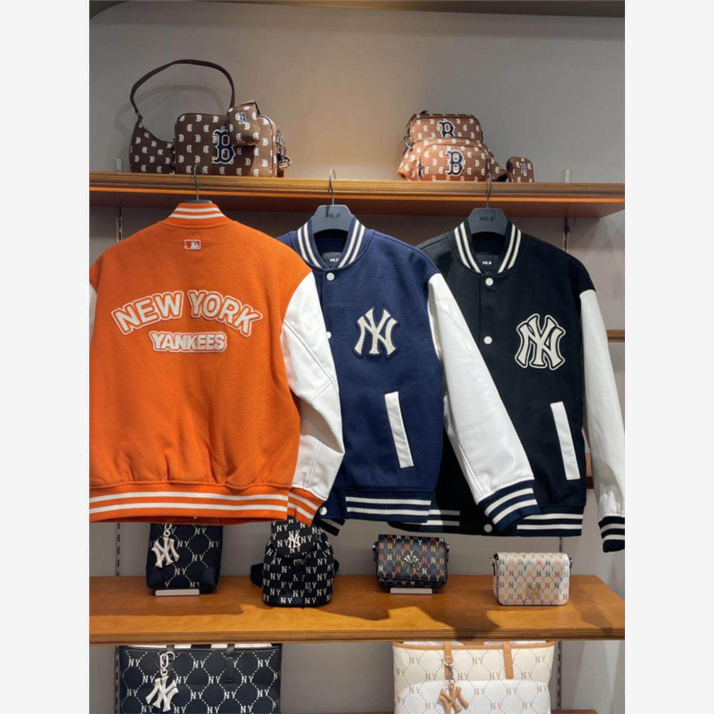 韩国MLB正品代购24新款NY洋基队毛呢棒球服外套男女同款3AJPV1046