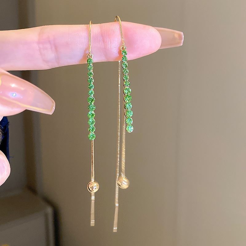 绿色耳线女高级感轻奢气质耳饰品