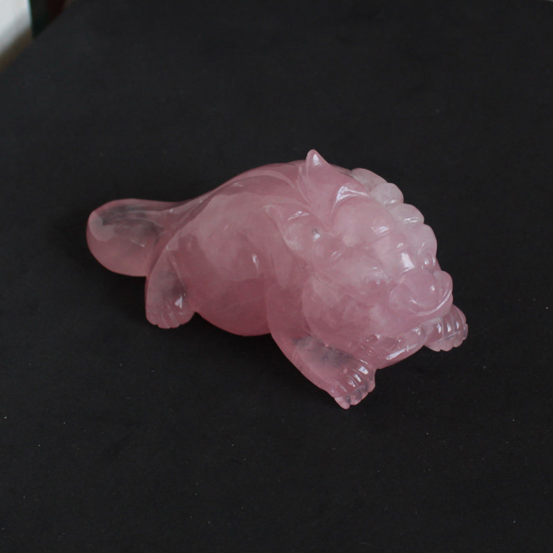 千蕊天然粉水晶貔貅摆件粉晶手工雕刻把玩小摆饰手把件实物粉嫩