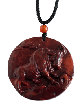 千蕊天然红碧玉圆牌红牛吊坠生肖牛项坠 毛衣链 牛气冲天股市长红