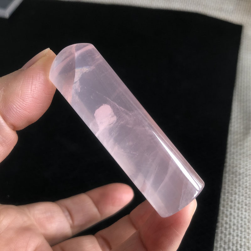 千蕊天然粉晶圆章冰粉水晶印章料姓名章闲章私章刻字定制实物多款