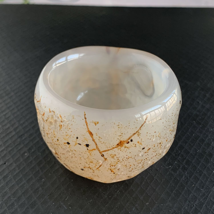 千蕊天然玛瑙杯白玛瑙原石茶杯原皮实物 酒杯水杯主人杯