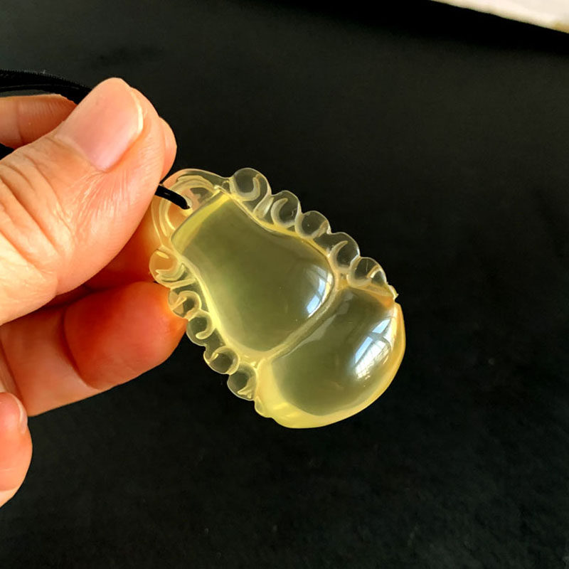 千蕊天然黄水晶雕刻葫芦吊坠 水晶项坠 毛衣链