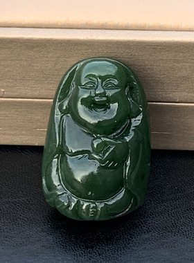 天然和田玉弥勒佛吊坠碧玉