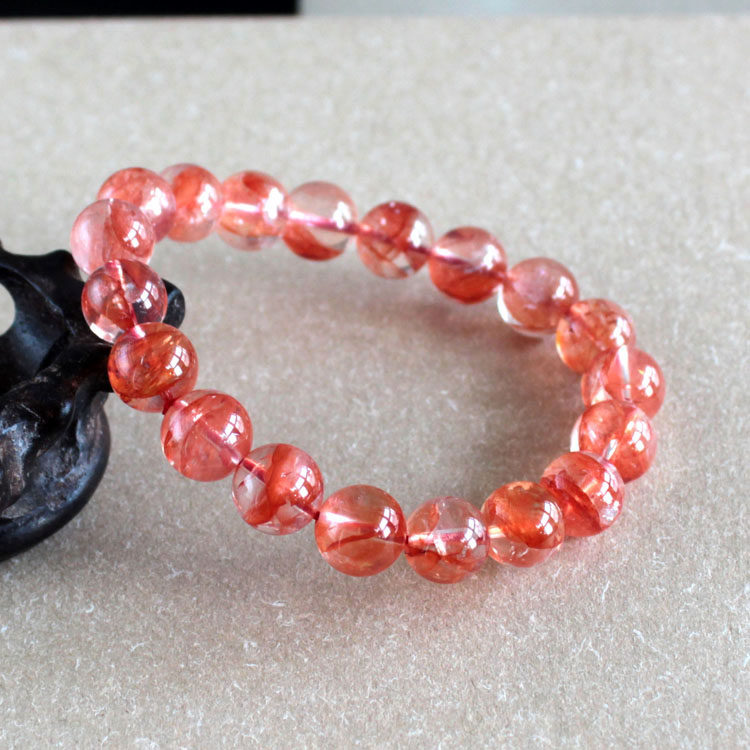 千蕊天然红胶花水晶手链  水晶手串 实物 女款苑桃仙女清纯如水