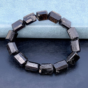 千蕊天然黑金碧玺原石手链 手串电气石原矿手串托玛琳