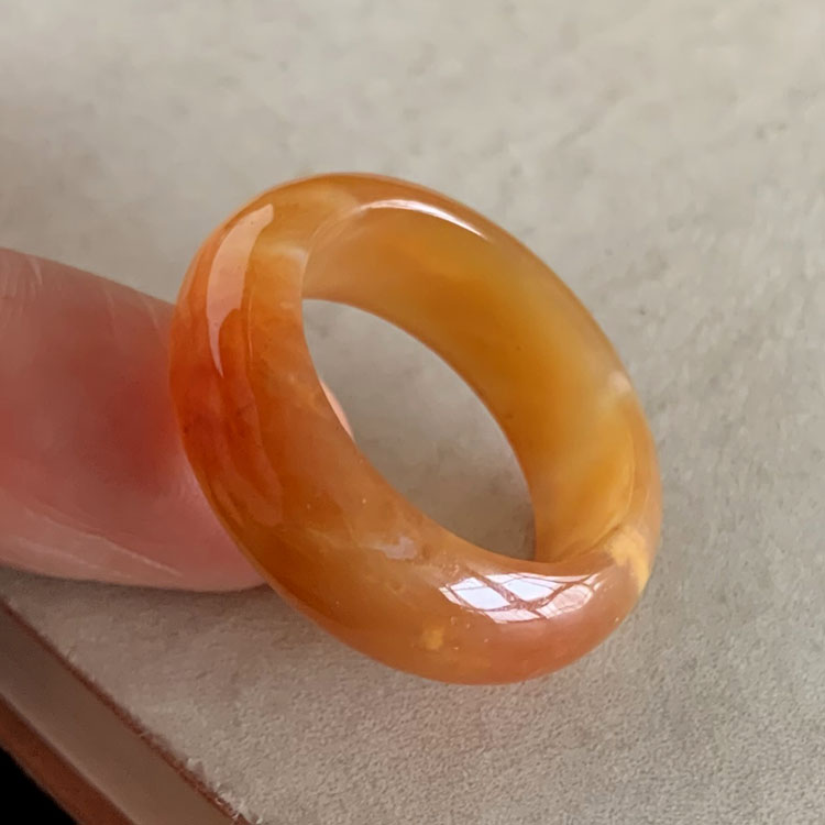 天然珊瑚玉指环食指大内径玉化好