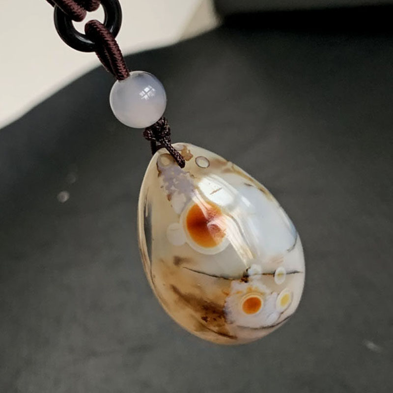天然水草玛瑙吊坠大号水滴送绳