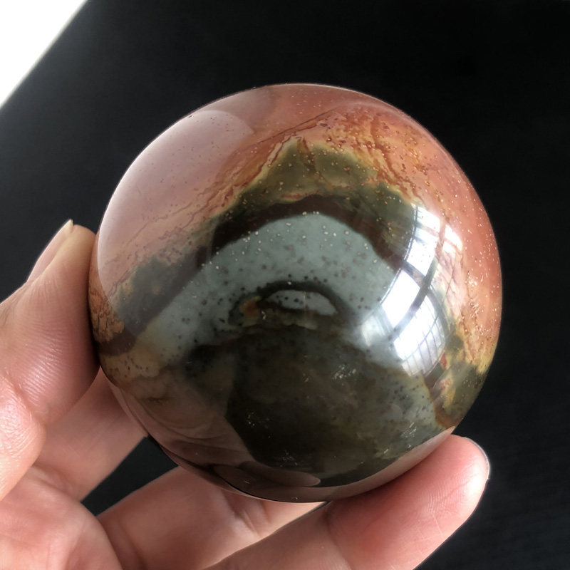 千蕊天然海洋石球把玩 原石球手把件 水晶球把玩象形花纹色彩艳丽