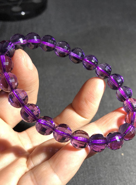 天然紫水晶手链紫晶西瓜面刻面