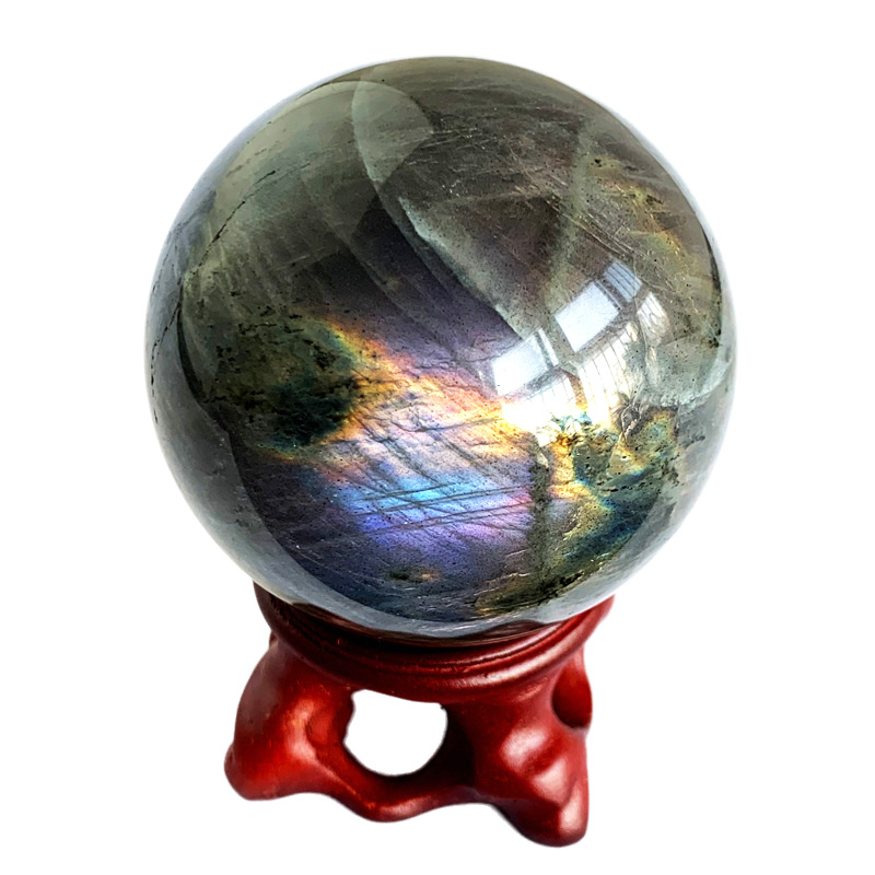 千蕊天然拉长石球把玩 钠长石 月光石 桌面宠物摆件 石宠  手把件