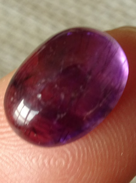 千蕊天然紫发晶戒面送小号