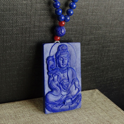 磨砂面观音菩萨原色天然青金石