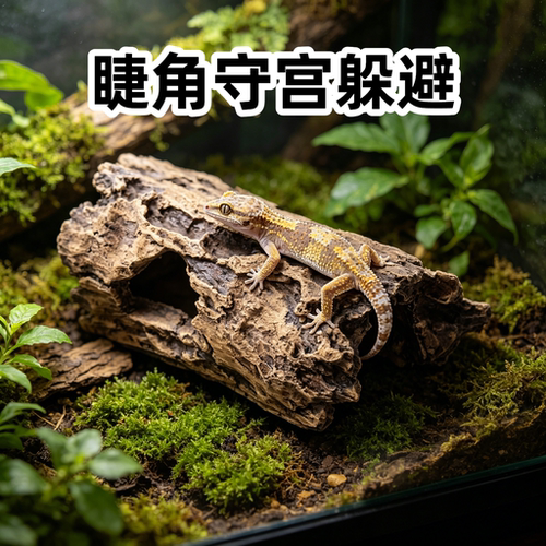 睫角守宫躲避屋仿真树皮洞爬台豹纹蜥蜴饲养箱缸丰荣造景爬宠躲避