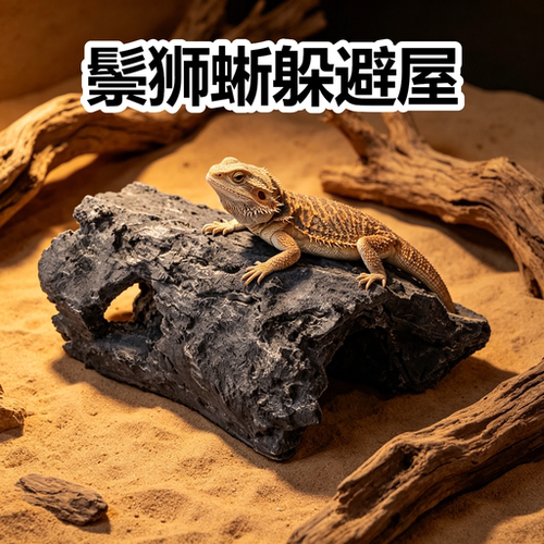 鬃狮蜥躲避屋仿真树皮洞爬台睫角豹纹蜥蜴饲养箱缸丰荣造景爬宠