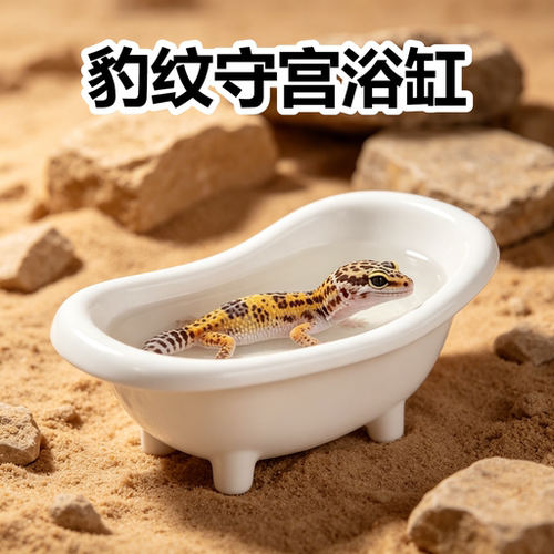 豹纹守宫浴缸爬宠沐浴饲养箱水盆食盆高端丰荣造景防翻防溺洗澡盆
