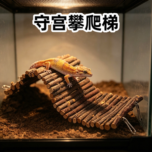 守宫蜥蜴饲养缸苹果木软梯造景