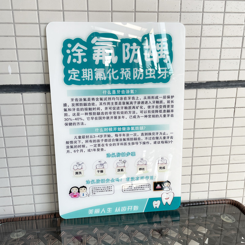 亚克力涂氟预防龋齿牙科医院海报口腔诊所宣传画上墙制度定制