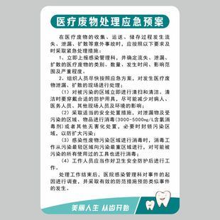 亚克力医疗废物处理应急预案牙科医院口腔诊所上墙制度定制