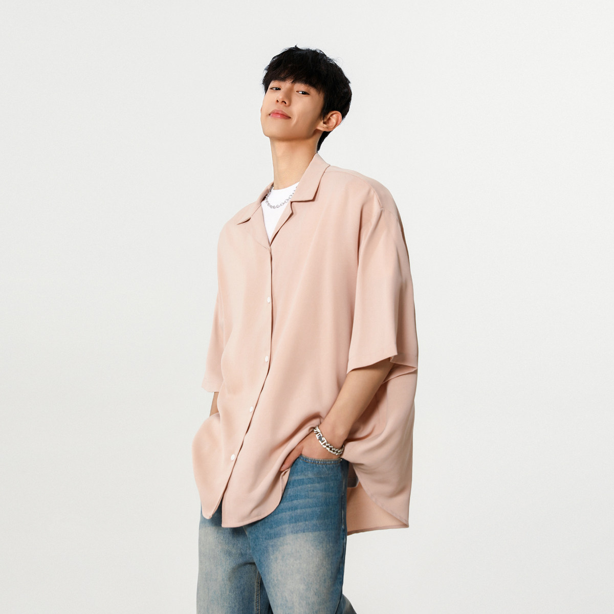 夏季新品韩系男生纯色暗花纹短袖衬衫外套A430-CS318-P38,男装衬衫,电商A430（原星座702）